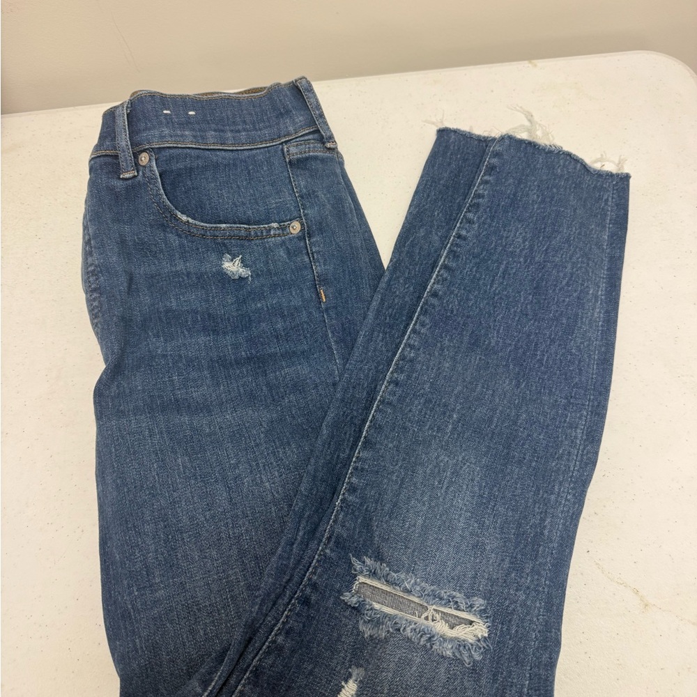 Express Blue Distressed Skinny Jeans
